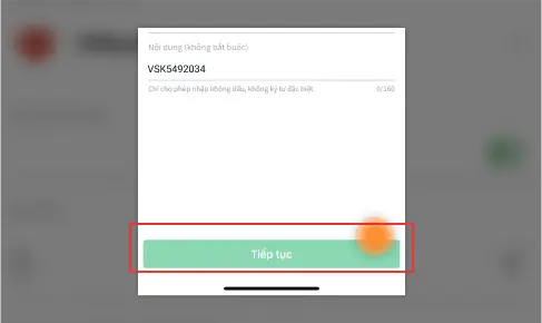 Hướng Dẫn Nạp Qua Codepay 6 Nhấn Tiếp Tục trong ứng dụng ngân hàng để kiểm tra và xác nhận giao dịch